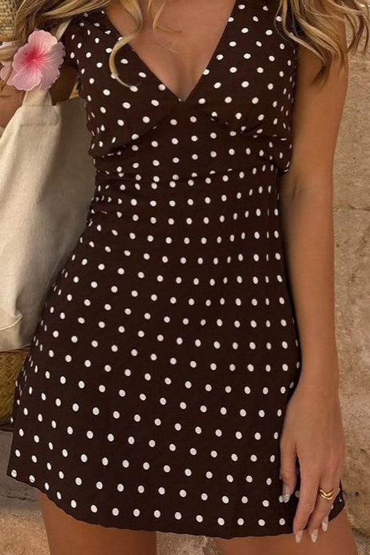 Polka Dot Color-Block V-Neck Bodycon Mini Dress Secondary image