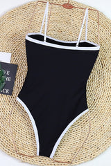 Minimalist Black White One Piece Swimwear
