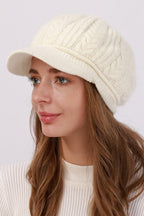 Fleece Lined Cable Knit Beret Hat