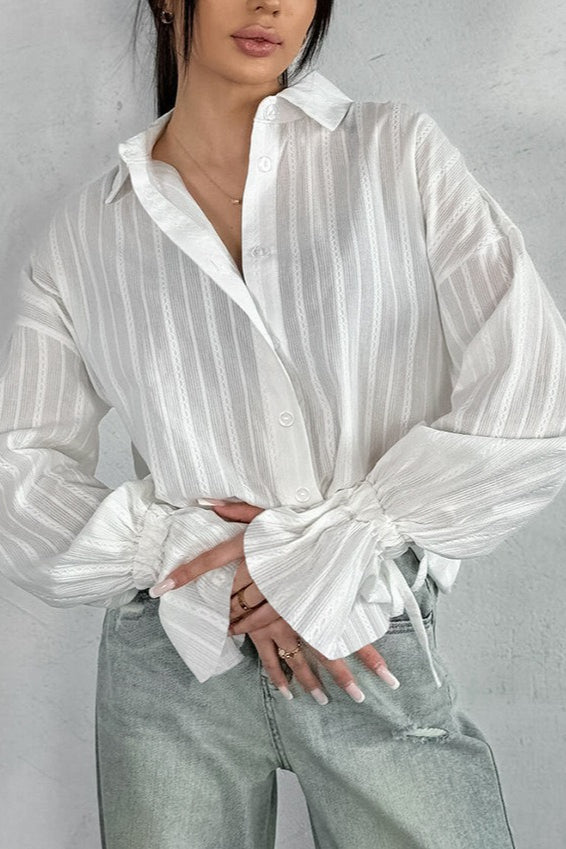 Flare Sleeve Jacquard Tie Blouse Main image