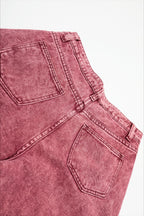 Pattern Patch Ankle Barrel Leg Jeans