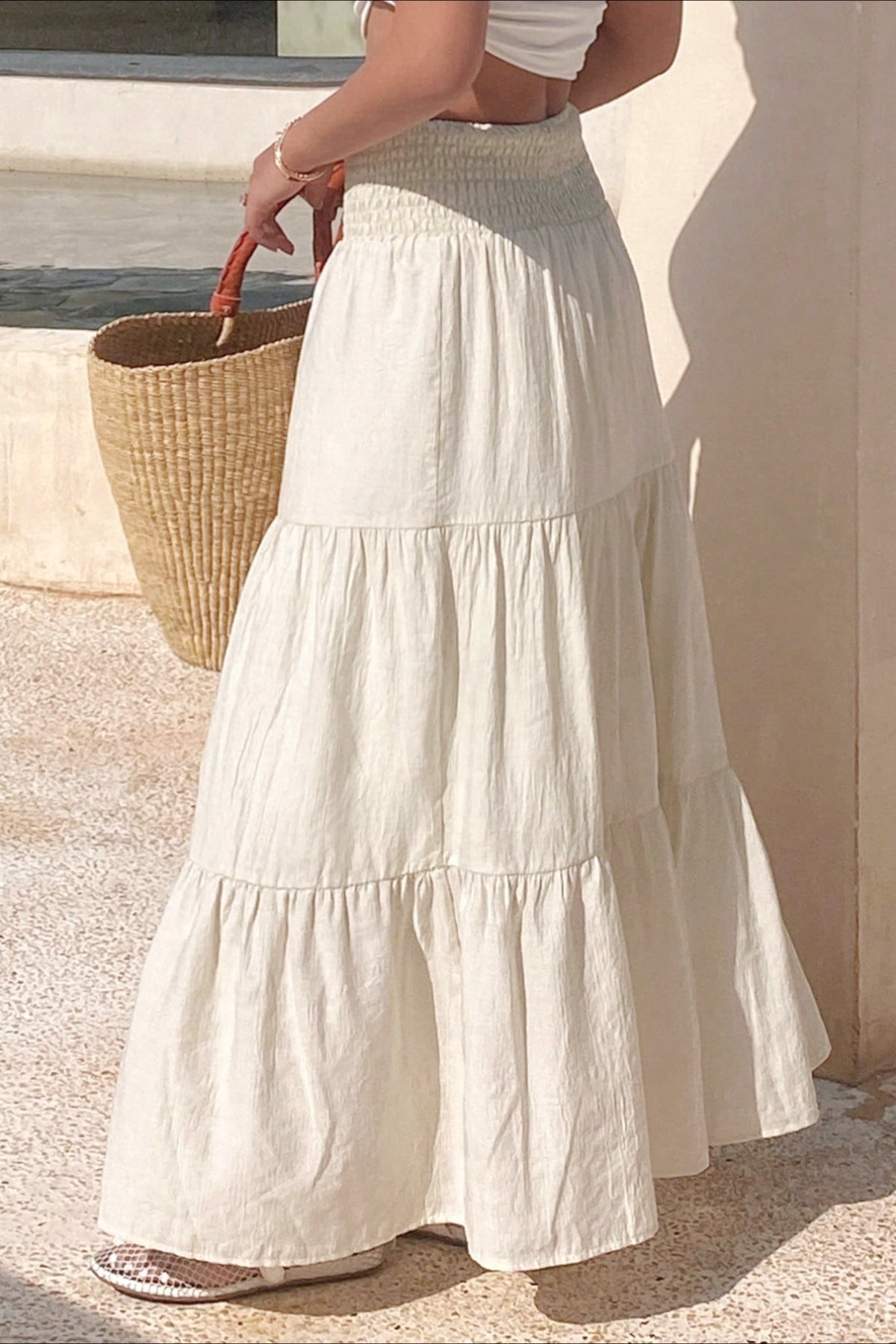 Solid Color Relaxed Fit Boho Skirt Secondary image