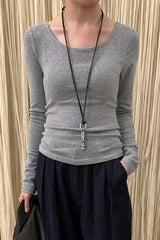 Longline Viscose Long Sleeve Knit Top