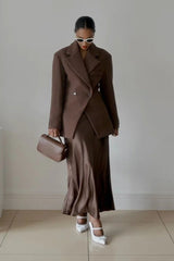 High-Waisted Button Blazer