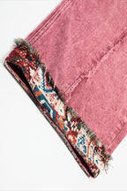 Pattern Patch Ankle Barrel Leg Jeans