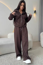 Cropped Zip Hoodie Jogger Two Piece Set