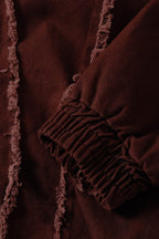 Washed Raw Seam Zip Up Jacket