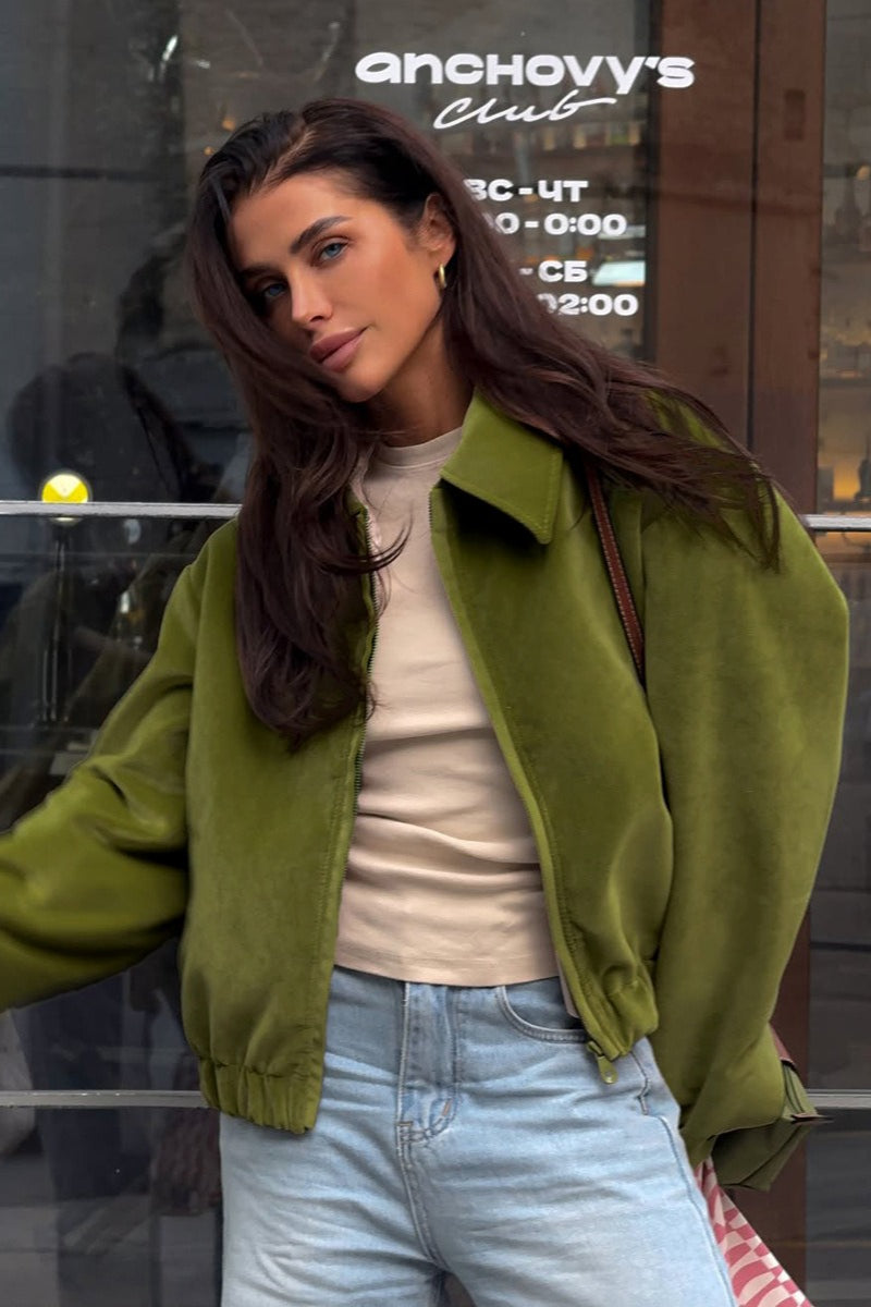 Oversized Velvet Baseball Style Jacket Secondary image