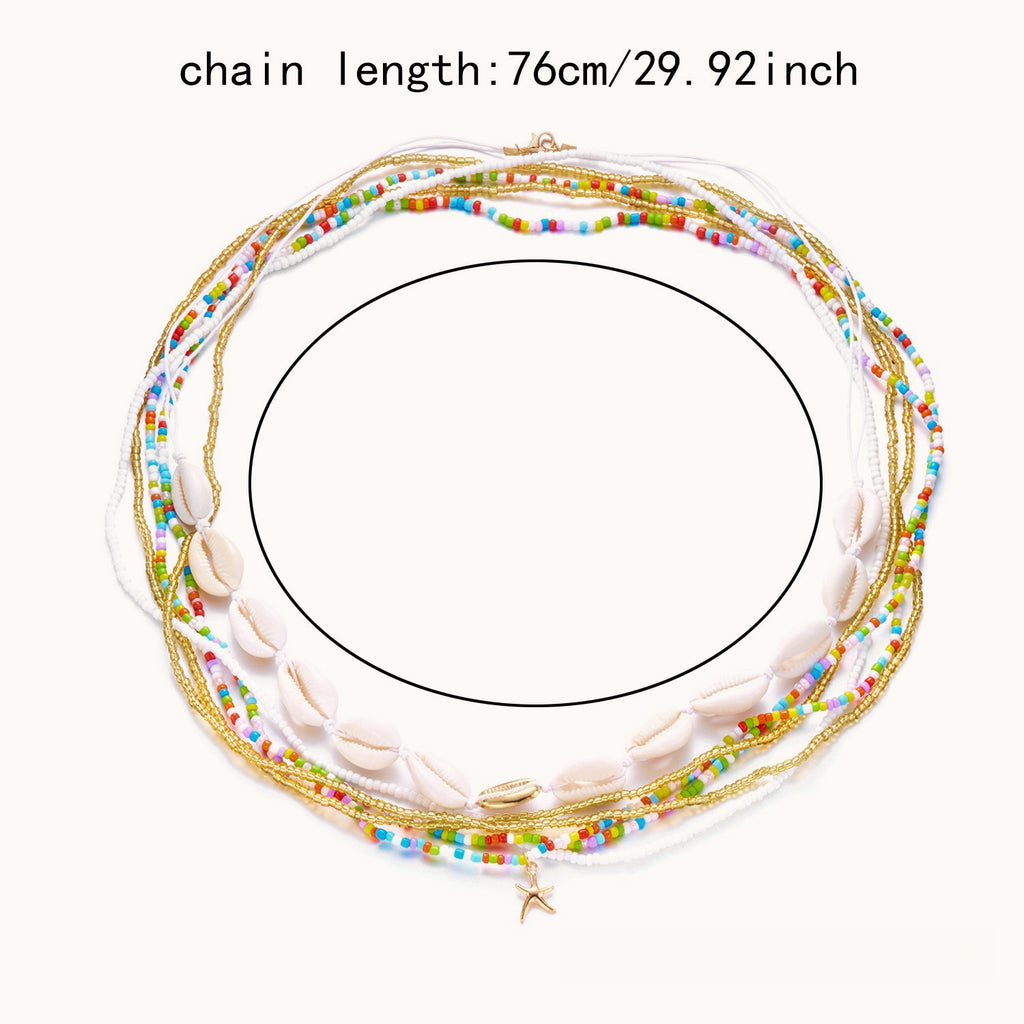 Boho Beaded Shell Starfish Layered Waist Chain