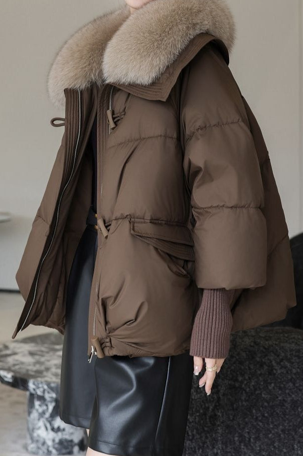 Plush Lapel Cropped Puffer Jacket Main image