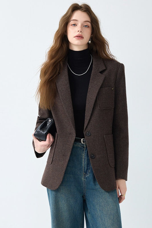 Maillard Brown Wool Blazer S / Brown Main image