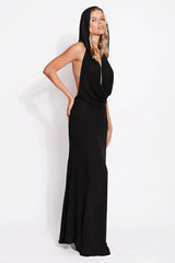 Hooded Deep V Backless Bodycon Dress