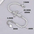 Sparkly Full Zircon Cross Titanium Steel Fadeless Chain Bracelet