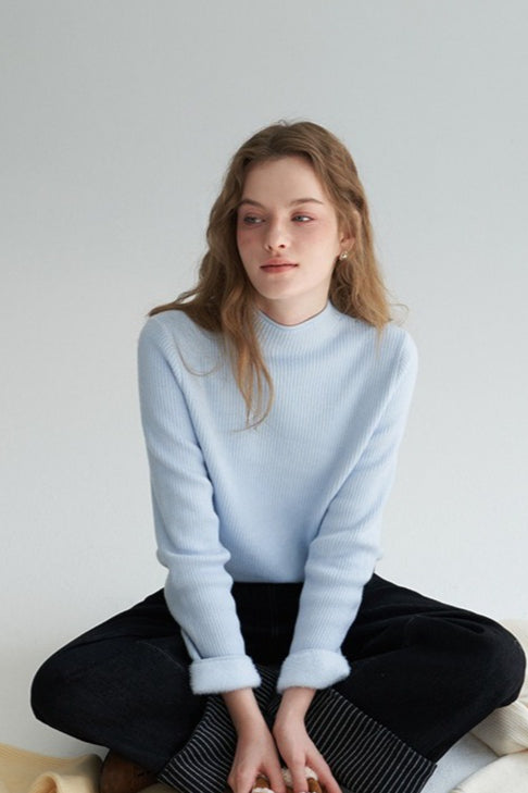 Thermal Mock Neck Solid Knit Top Secondary image