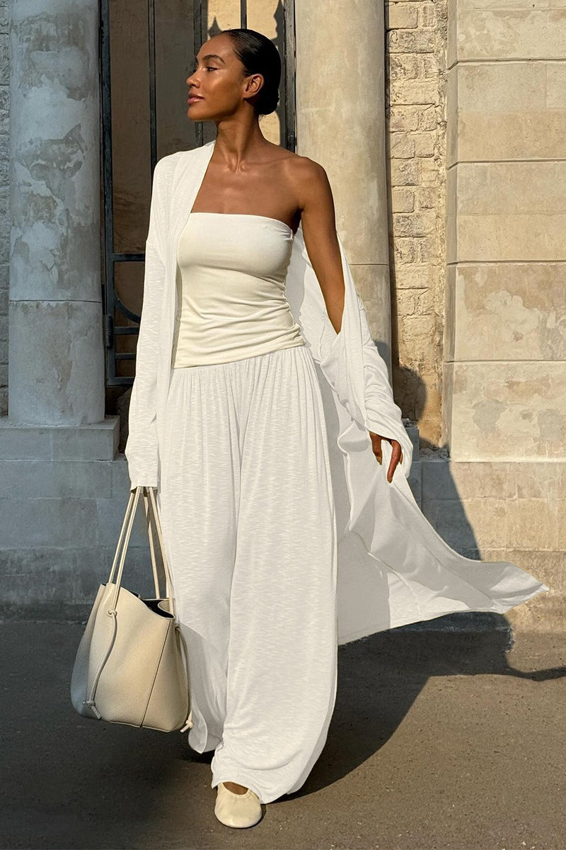 Chic Longline Cardigan Loose Two Piece Pants Set