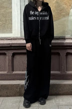 Deconstructed Letter Print Heavyweight Hoodie