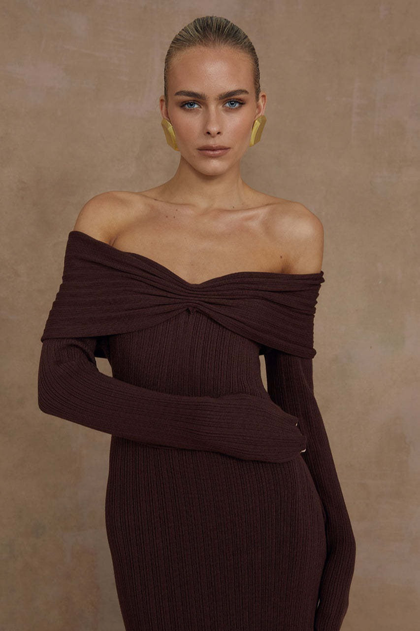 Elegant Off Shoulder Knit Sweater Dress