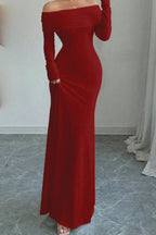 Off Shoulder Ruched Bodycon Formal Dress S / Red