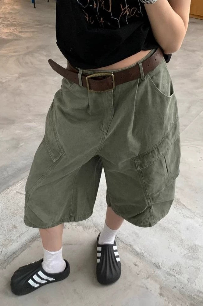 Washed Wide Leg Utility Cargo Pants Secondary image