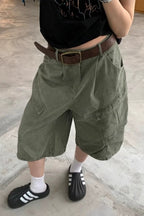 Washed Wide Leg Utility Cargo Pants