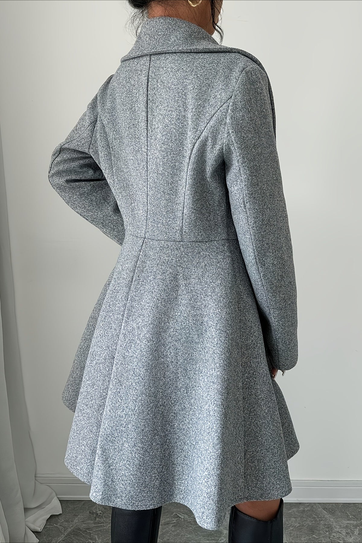 Button Waist Mid Length Sleeve Overcoat Secondary image