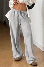Solid Drawstring Waist Knit Pants
