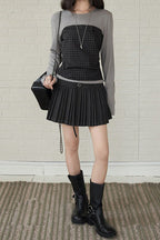 Solid Wool Pleated High Waist Skirt