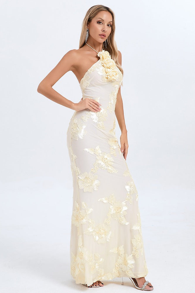 Halter Floral Foil Print Maxi Dress Main image