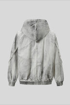 Washed Raw Seam Zip Up Jacket