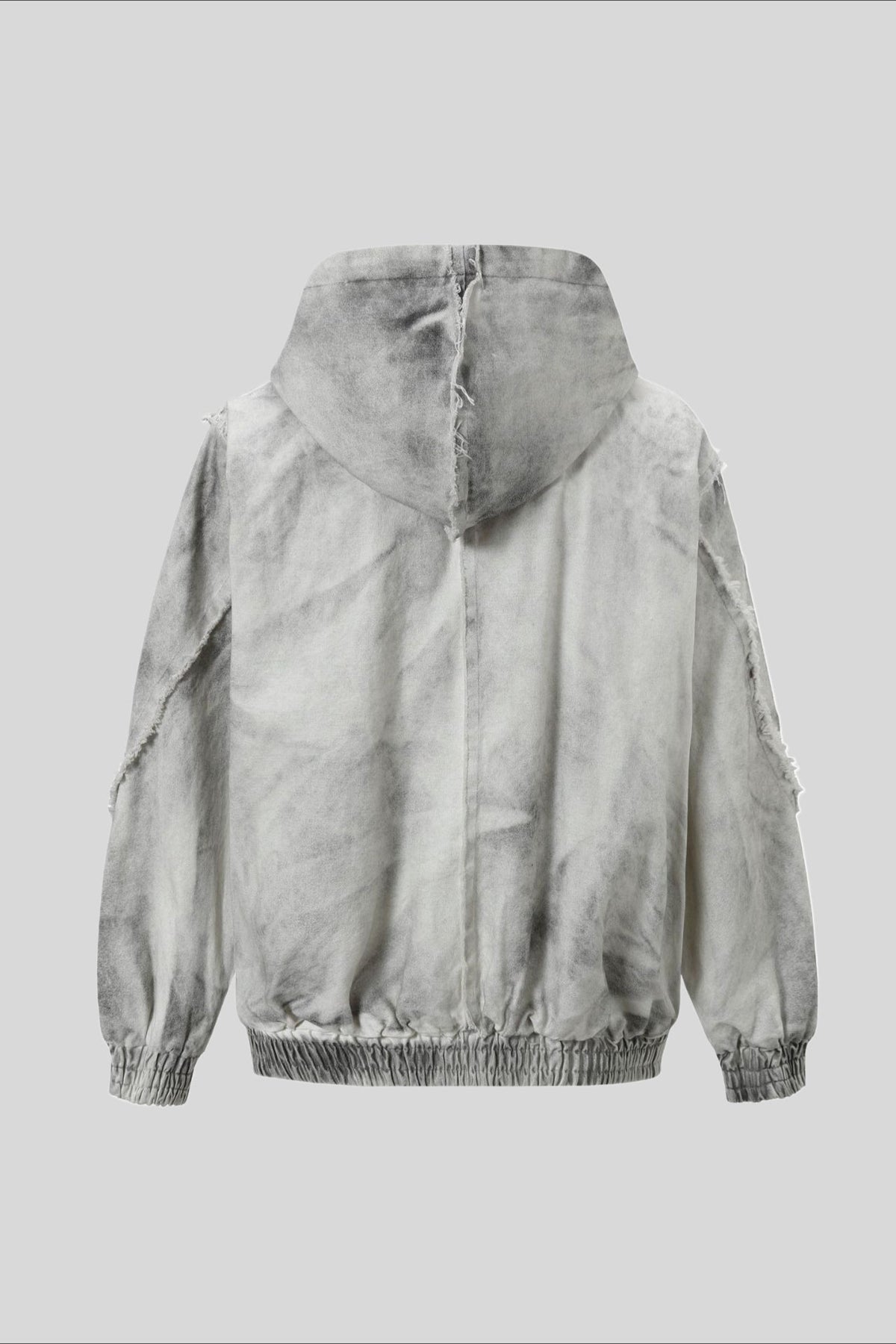 Washed Raw Seam Zip Up Jacket