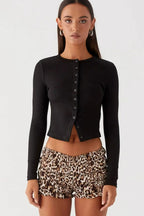 Minimalist Button Cardigan S / Black