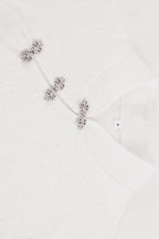 Chinese Knot Sheer Lace Bell Sleeve Blouse