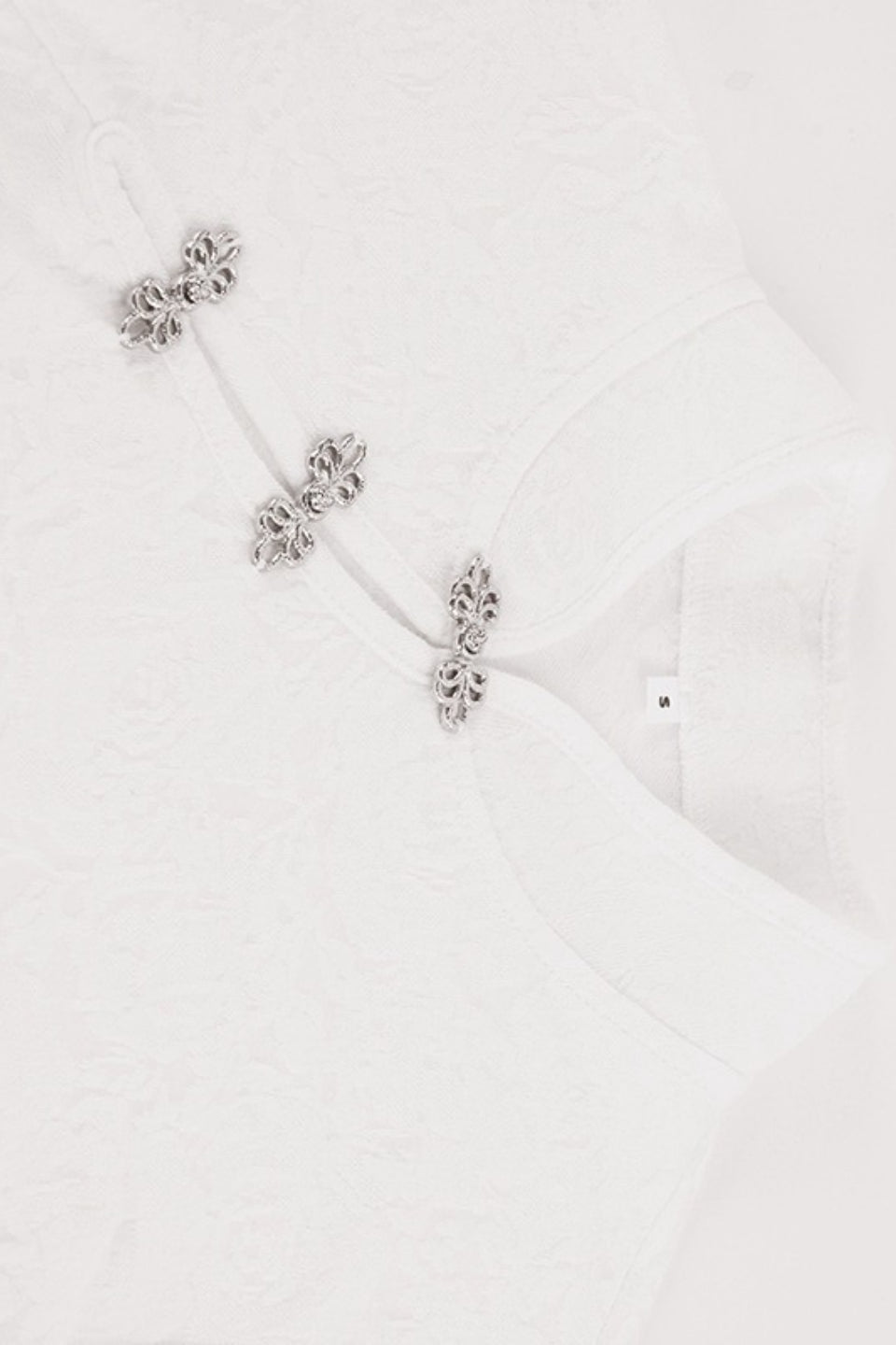 Chinese Knot Sheer Lace Bell Sleeve Blouse