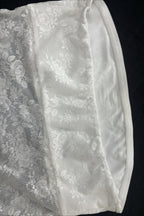 Off Shoulder Lace Trim Ruched Halter Top