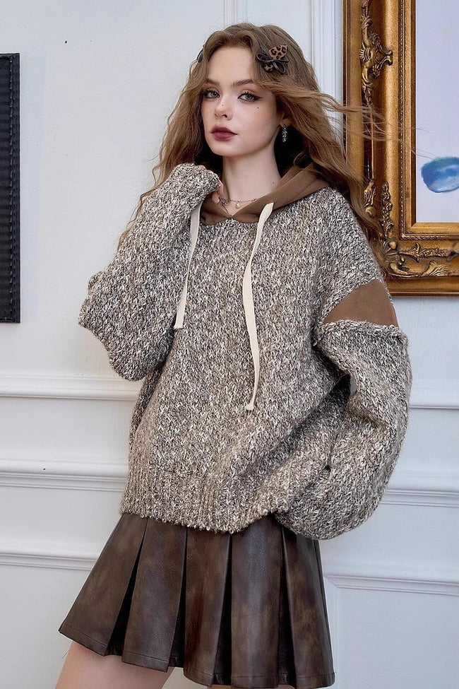 Color Block Hooded Relaxed Sweater Main image