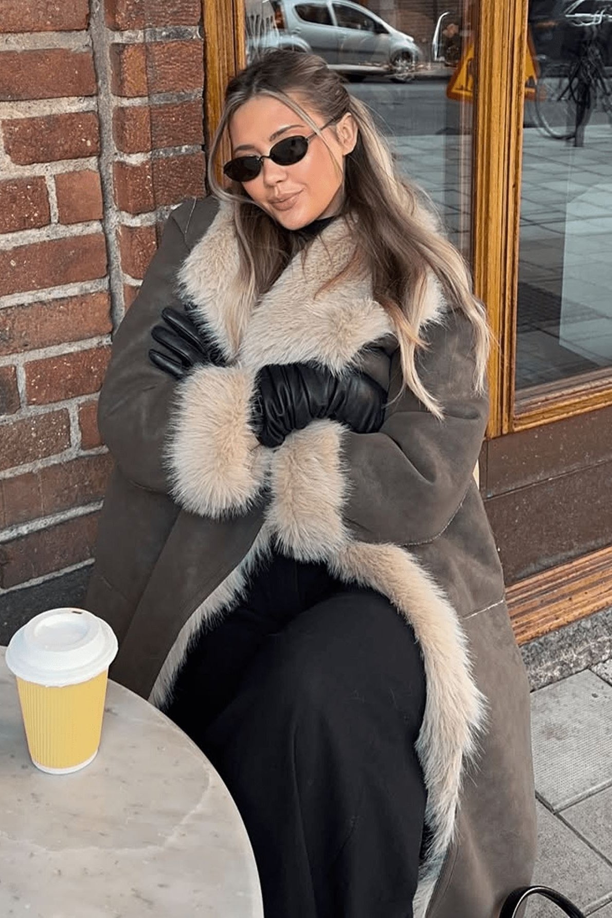 Two Sided Long Faux Fur Overcoat Secondary image