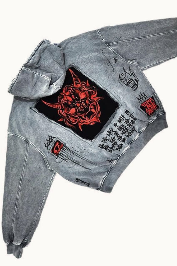 Devil Patch Oversized Pullover Hoodie
