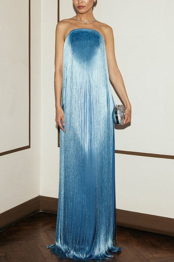 Strapless Fringe Column Formal Dress Main image