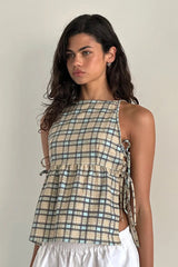 Chic Checkered Tie Tank Top