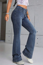 Slim Fit Washed Flare Denim Jeans