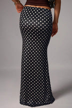 Knit Polka Dot Mermaid Hem Skirt