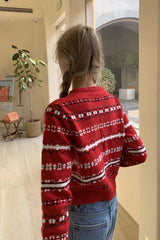 Red Striped Knit Christmas Cardigan