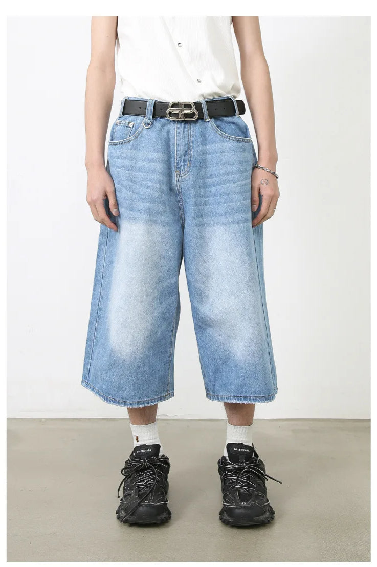 Vintage Y2K Loose Cropped Jeans Light Blue / XS