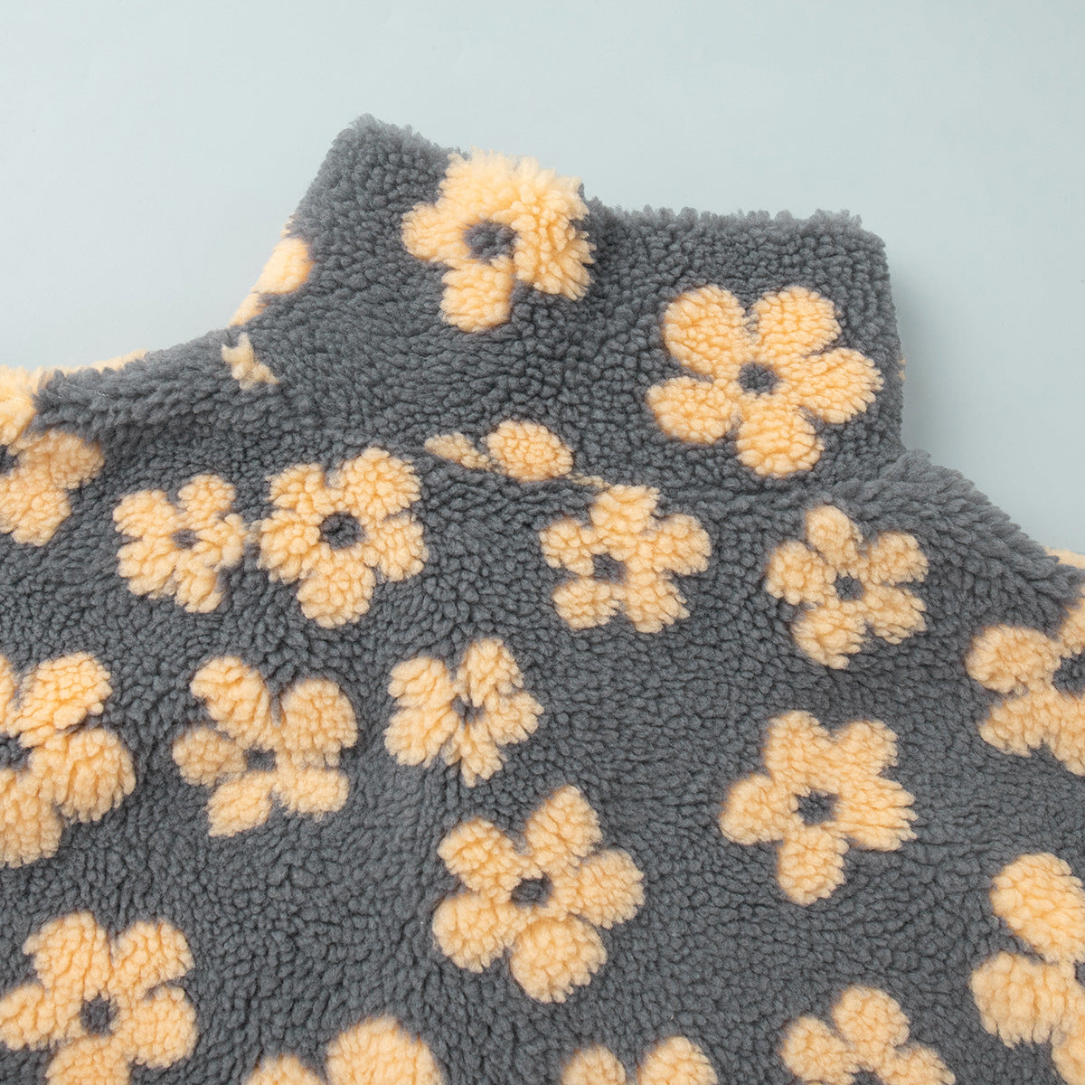 Floral Sherpa Quarter Zip Pullover Sweatshirt