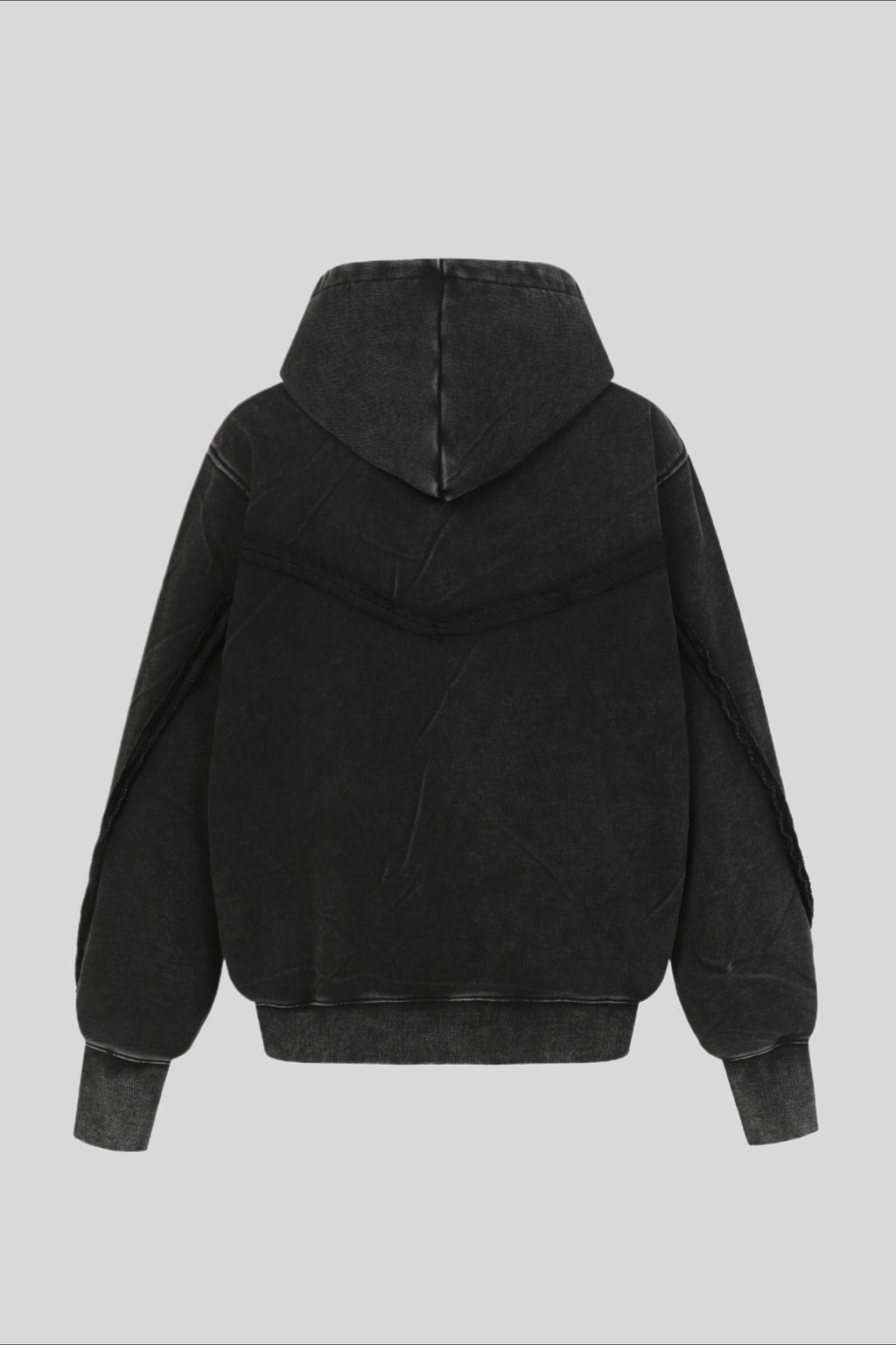 Deconstructed Seam Zip Pocket Pullover Hoodie