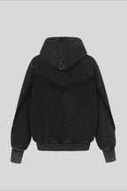Deconstructed Seam Zip Pocket Pullover Hoodie