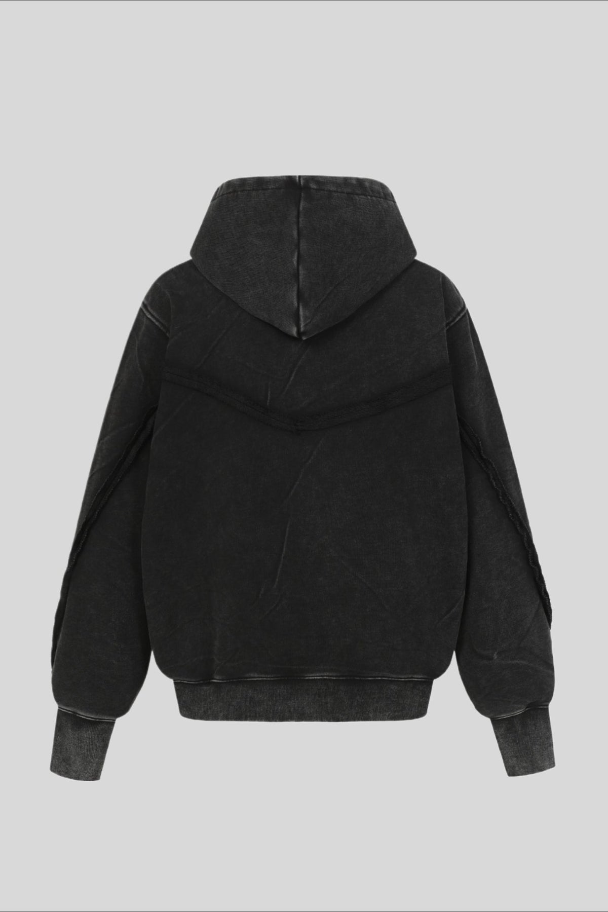 Deconstructed Seam Zip Pocket Pullover Hoodie