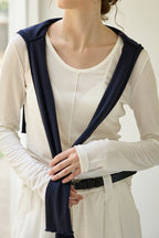 Tencel Wool Blend Round Neck Knit Top