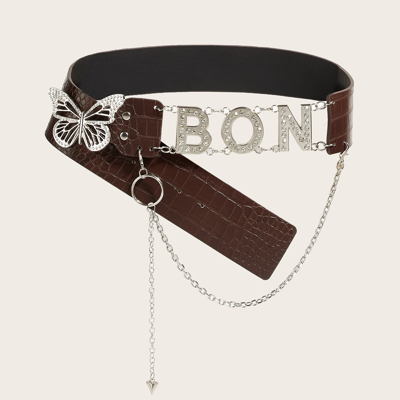Vintage Leather Butterfly Buckle Belt
