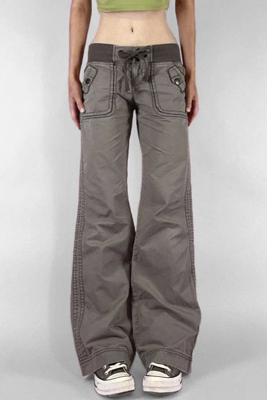 Multi Pocket Low Waist Bootcut Jeans Grey / S Main image